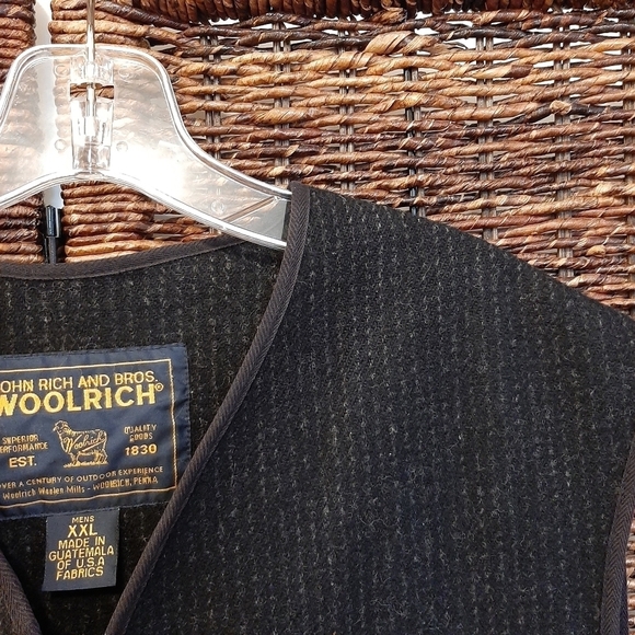 Vintage John Rich And Bros Woolrich Vest XXL Black Mackinaw Wool Hunting Utility - Picture 3 of 5